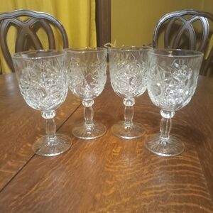 Libbey Hobstar Wine Water Goblets Set Of 4